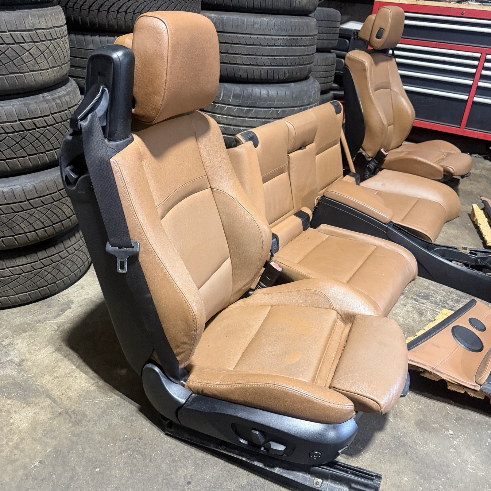 ☑️ 07-13 BMW E93 335 Convertible OEM Saddle Brown Interior Seats Complete Heated