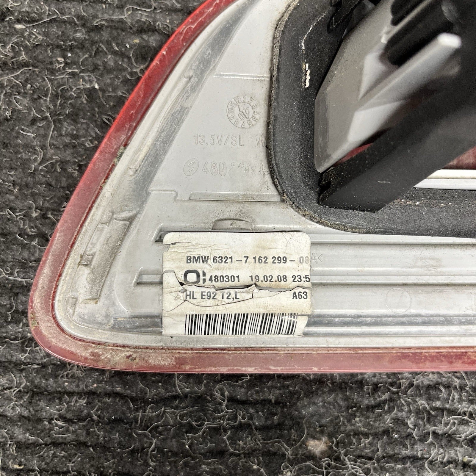 ☑️ 2007-2010 BMW E92 328i 335i COUPE INNER DRIVER LH TAIL LIGHT PRE-LCI OEM NOTE