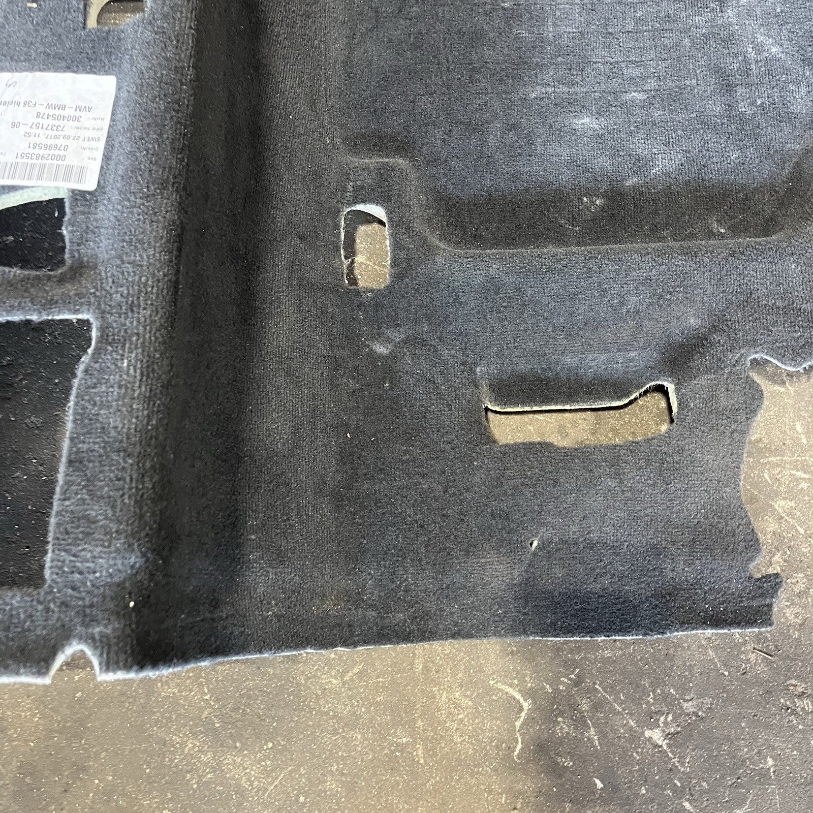 ☑️ 2016 BMW F36 GRAN COUPE REAR FLOOR INTERIOR CARPET COVERING MAT BLACK OEM