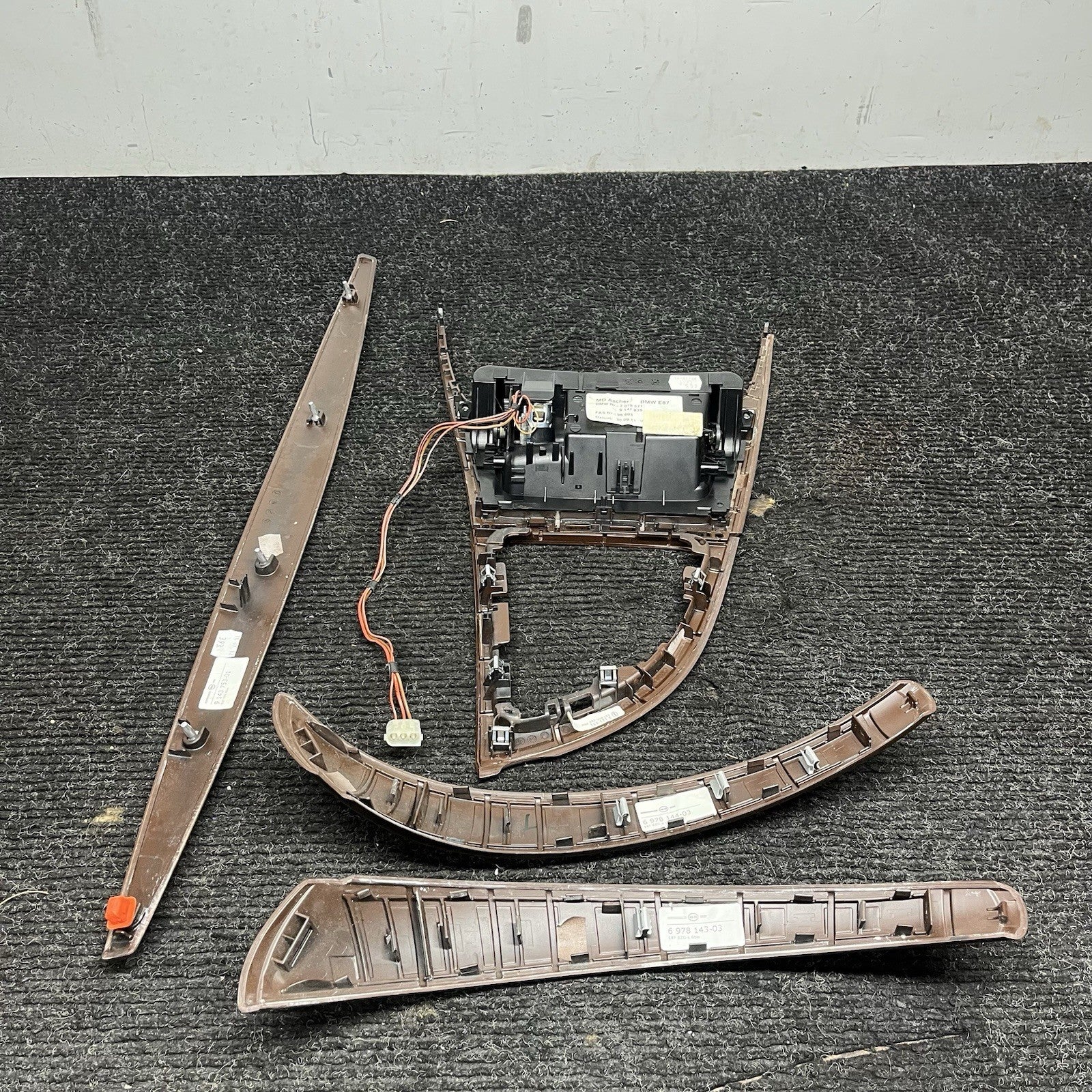 ☑️ 08-13 OEM BMW E82 E88 135 Dash Center Console Door Wood Interior Trim SET