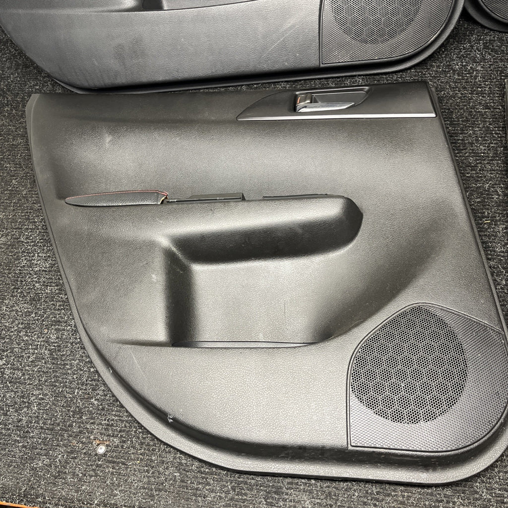 ☑️ 2011-2014 SUBARU IMPREZA WRX & STI DOOR PANELS DOOR CARDS BLACK/RED STITCHED
