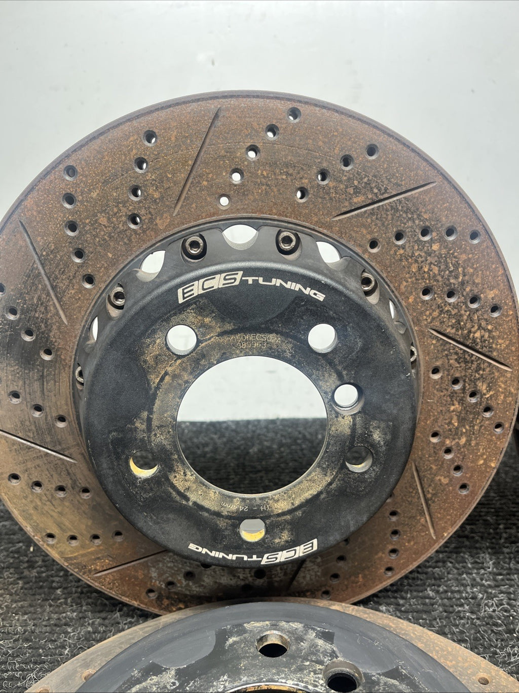 ☑️ BMW 135i ECS Tuning Cross-Drilled Slotted Semi-Floating Brake Rotor FULL SET