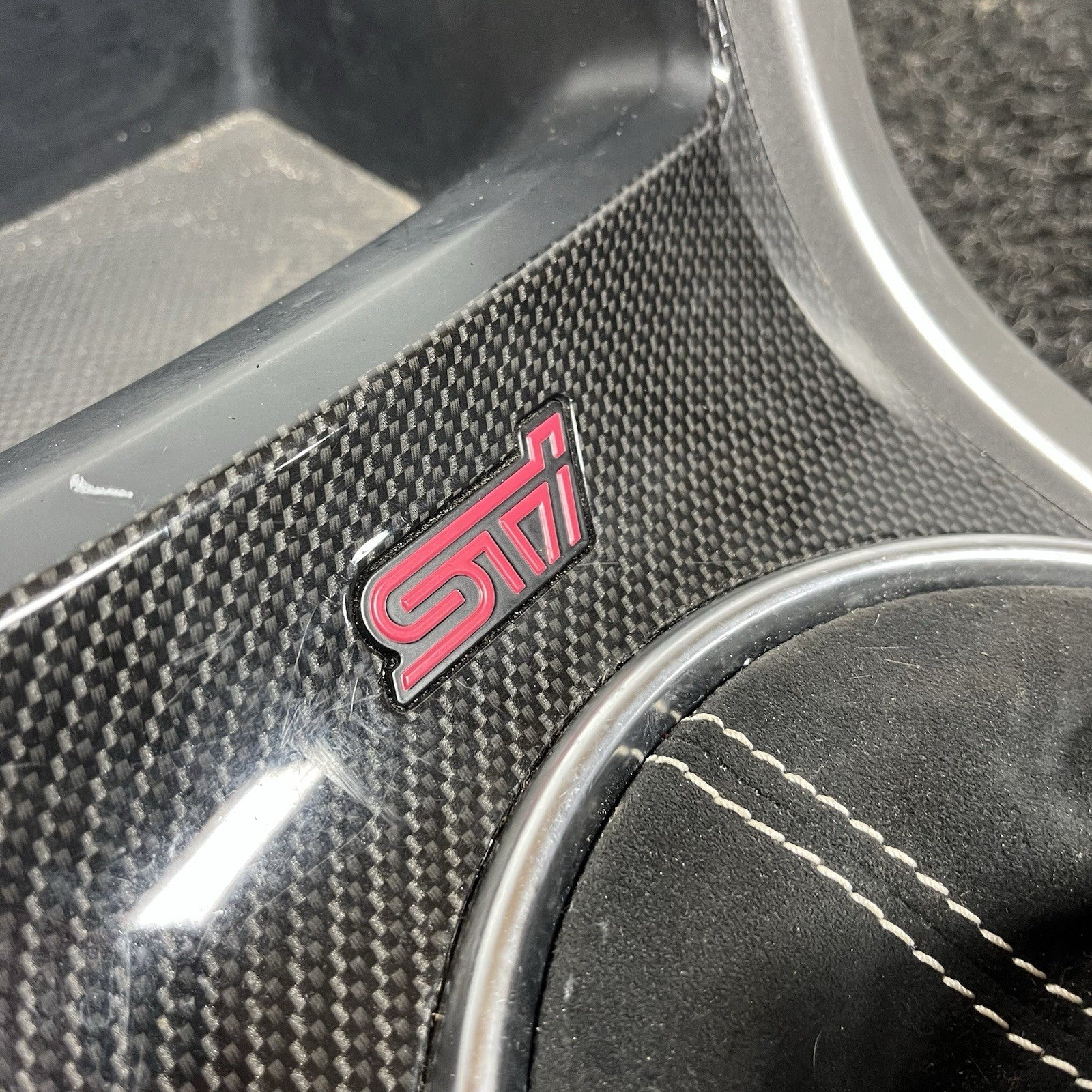 ☑️ 2015-2017 Subaru WRX STi OEM Shifter Surround Trim w/ Aftermarket Shift Boot