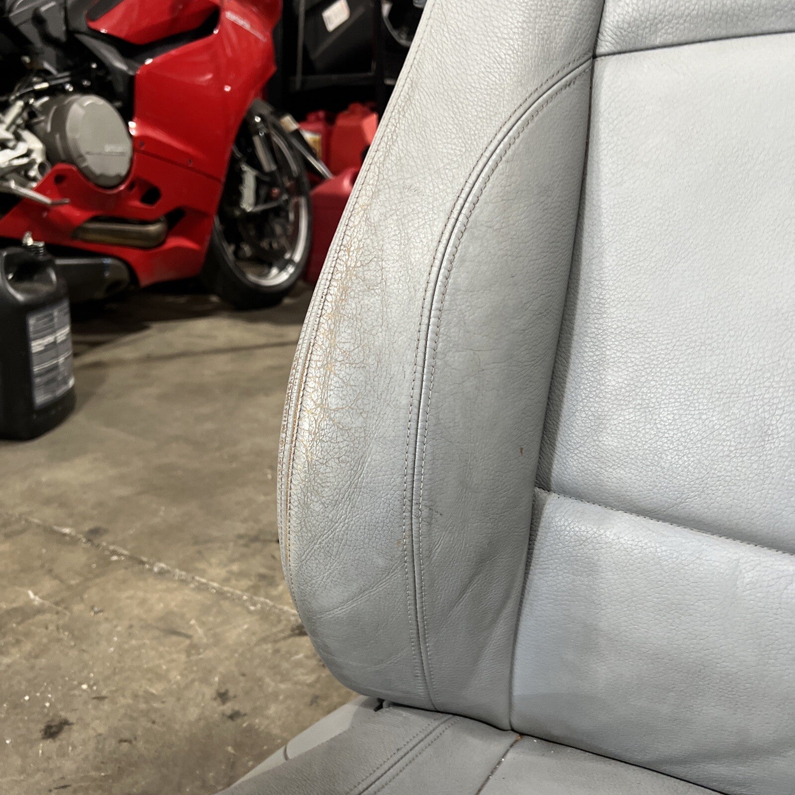 ☑️ 2008-2013 BMW E82 1-Series Coupe Leather Front Sport Seat Pair Grey OEM