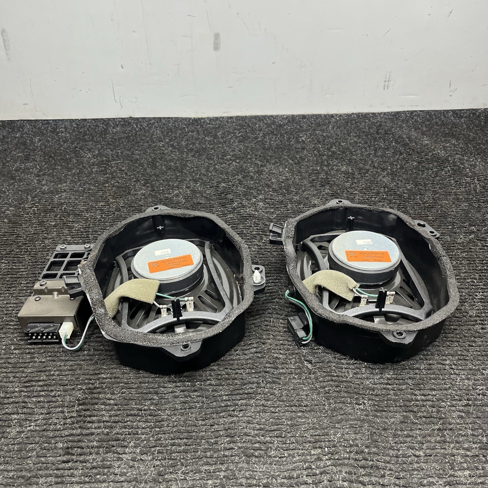 ☑️ 01-06 OEM BMW E46 330 M3 Left Right Deck Subwoofer Speaker Harman Kardon SET