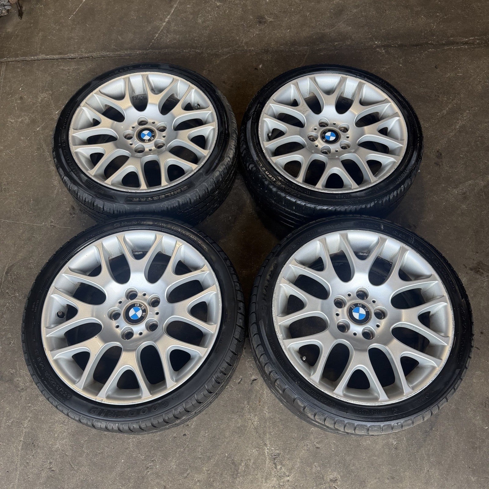 ☑️ 07-12 BMW E92 E90 E93 328i 335is Wheel Rim Tire Set Style 197 Silver BBS OEM