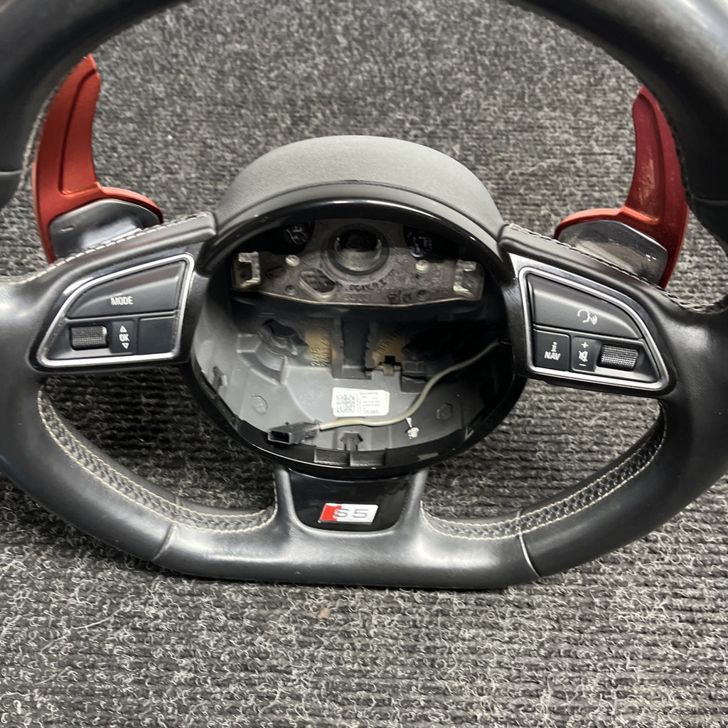 ☑️ 2013-2017 AUDI S5 SPORT LEATHER STEERING WHEEL w/ SHIFT PADDLES