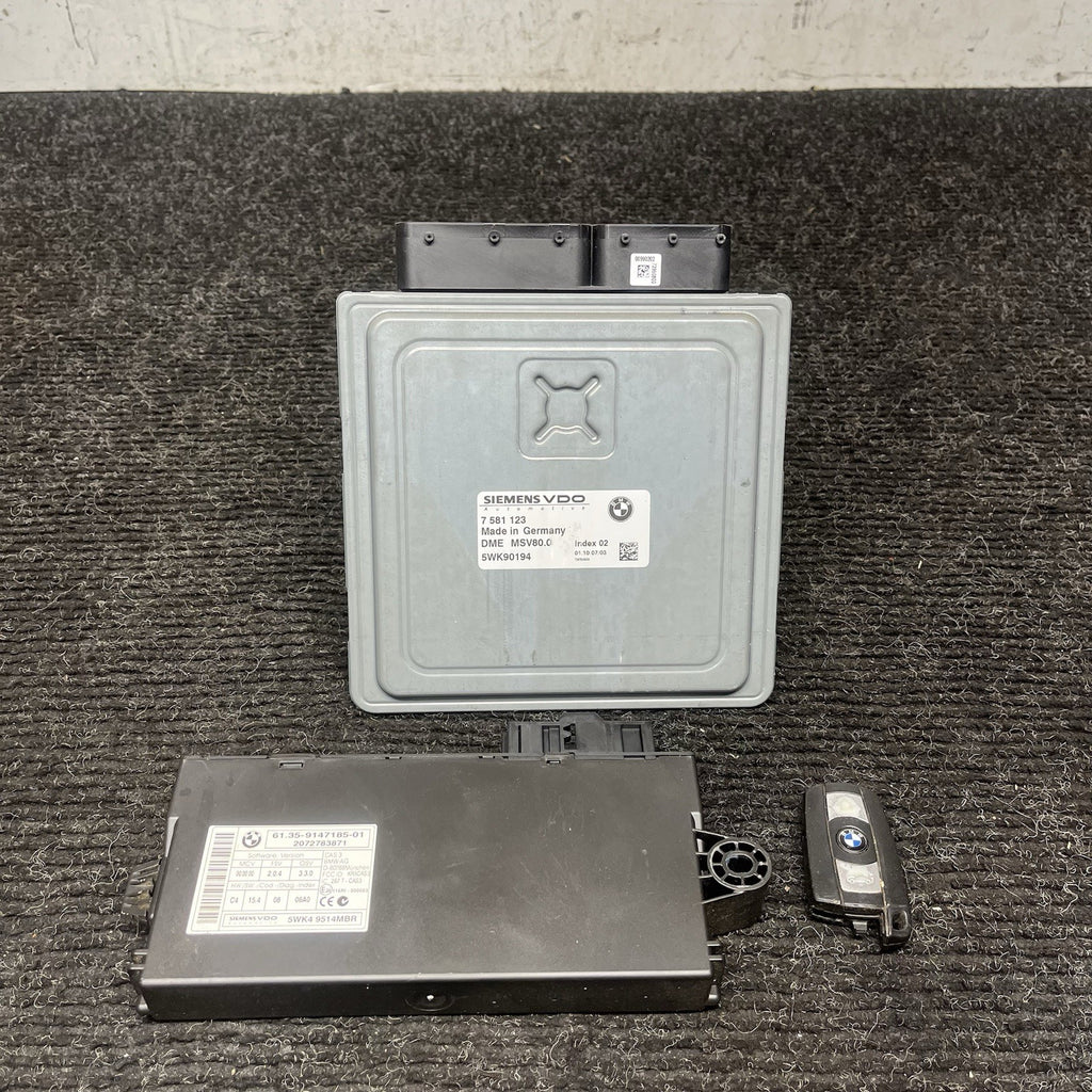 ☑️ BMW 328I 128I E90 E92 E93 E82 N52 ENGINE ECU SET DME MSV80 CAS3 KEY 7639564