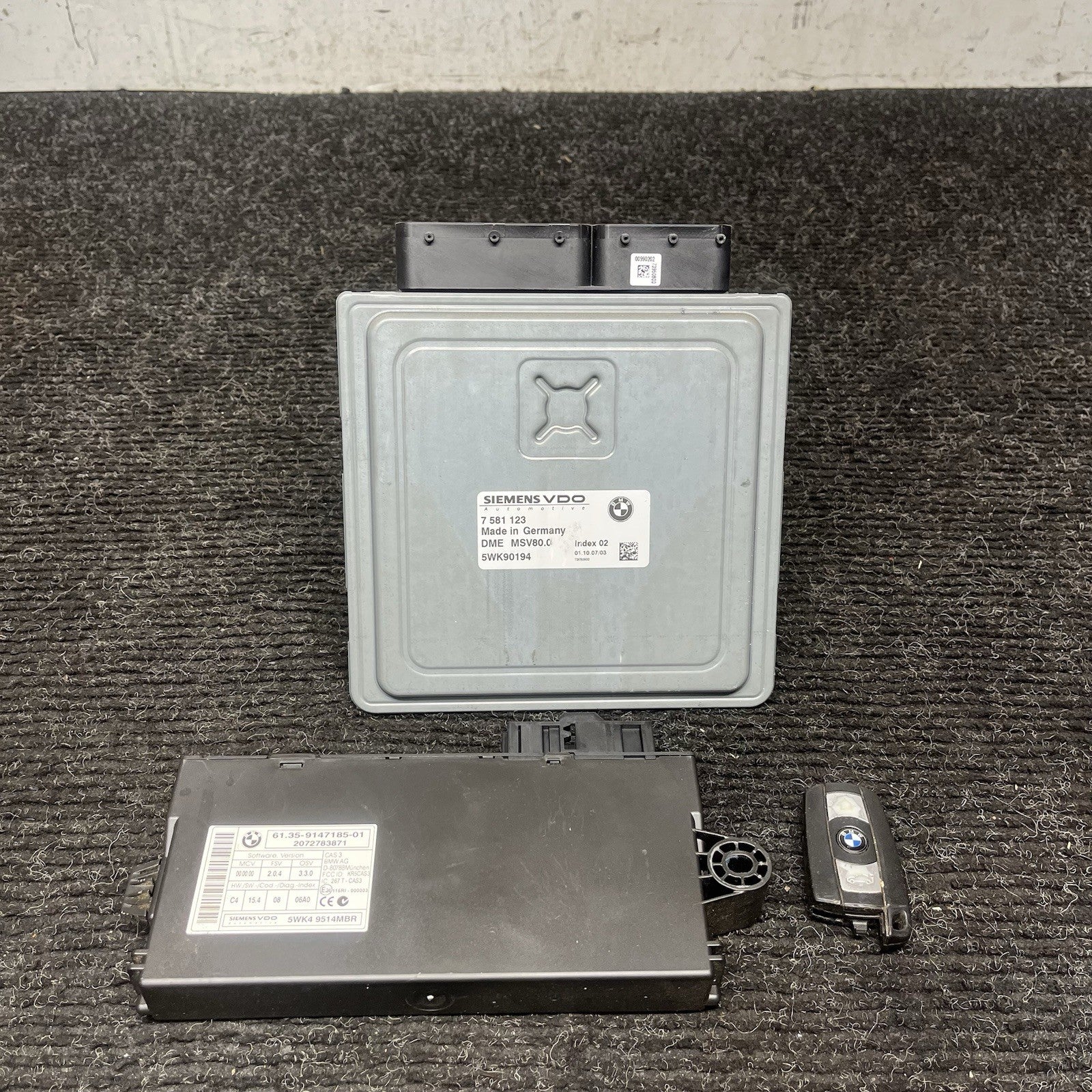 ☑️ BMW 328I 128I E90 E92 E93 E82 N52 ENGINE ECU SET DME MSV80 CAS3 KEY 7639564