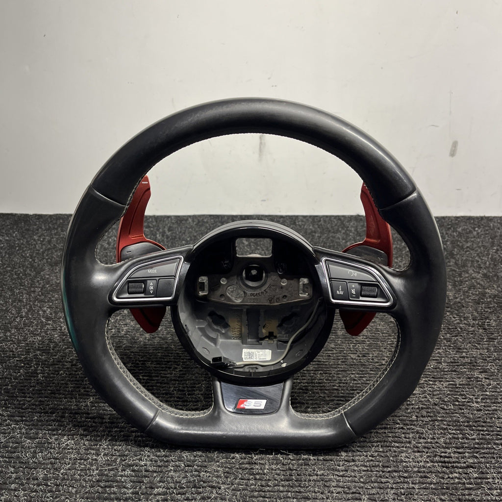 ☑️ 2013-2017 AUDI S5 SPORT LEATHER STEERING WHEEL w/ SHIFT PADDLES