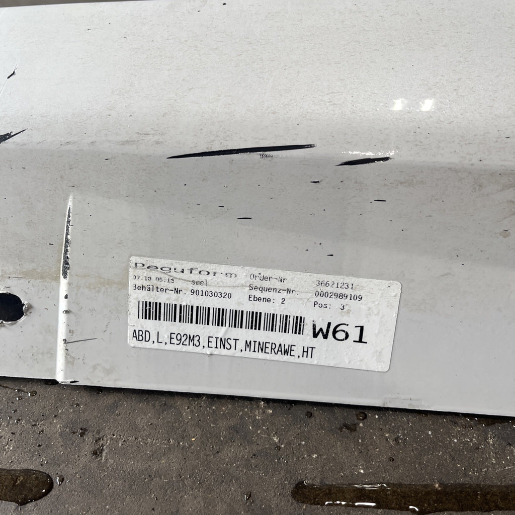 ☑️ 07-13 OEM BMW E92 E93 M3 Left Driver Side Skirt Rocker Panel Mineral White