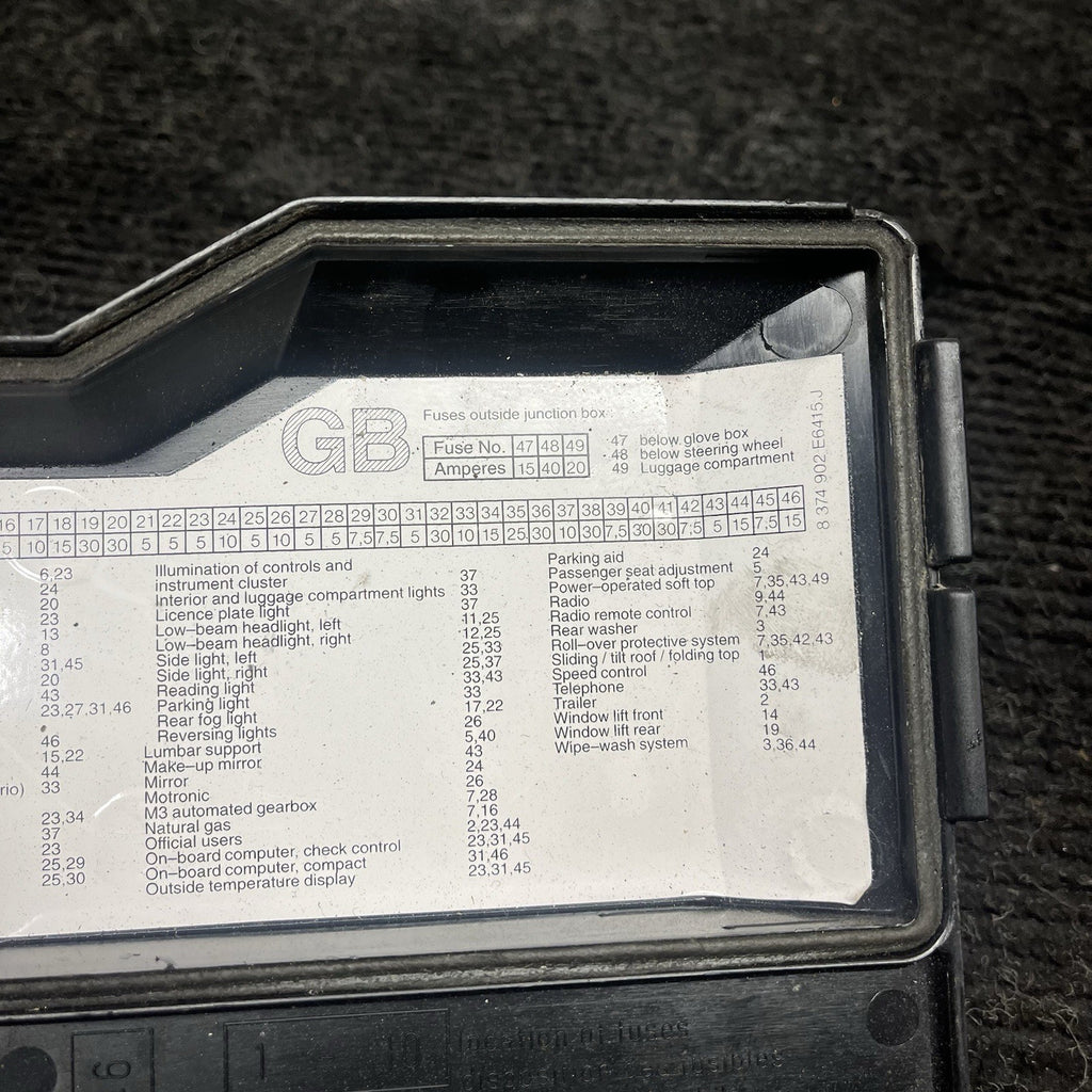 ☑️ 1995-1999 BMW M3 E36 ENGINE BAY POWER FUSE BOX COVER LID OEM 1387613