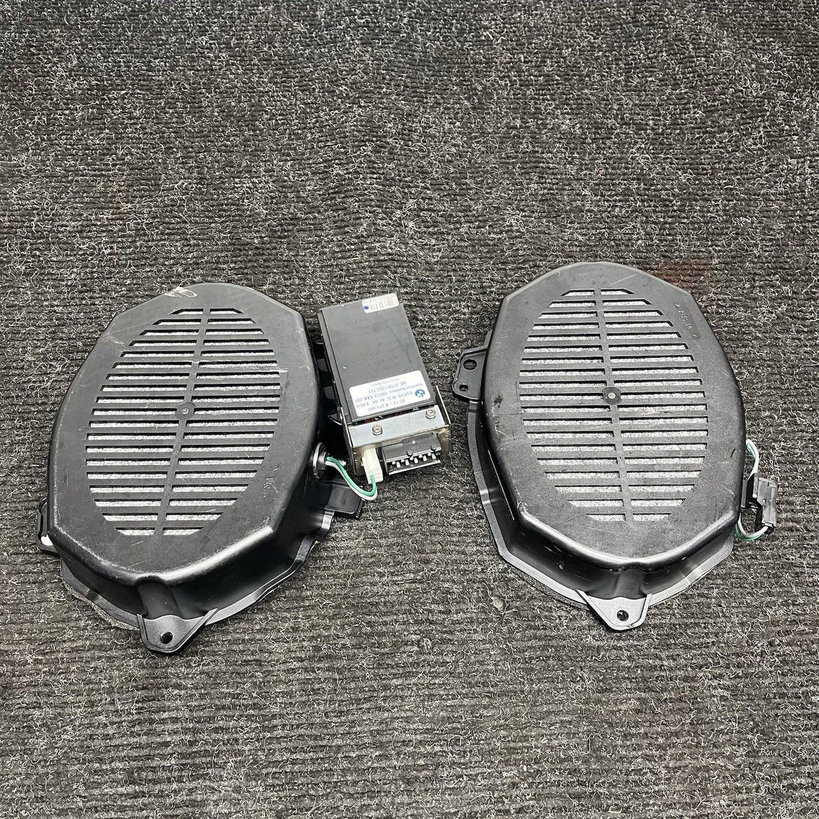☑️ 01-06 OEM BMW E46 330 M3 Left Right Deck Subwoofer Speaker Harman Kardon SET