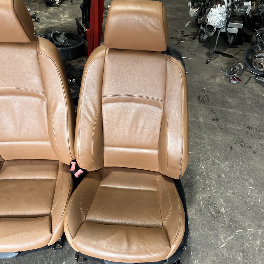 ☑️ BMW E92 328 335 2dr Front & Right Interior Sport Seat Set Saddle Brown OEM
