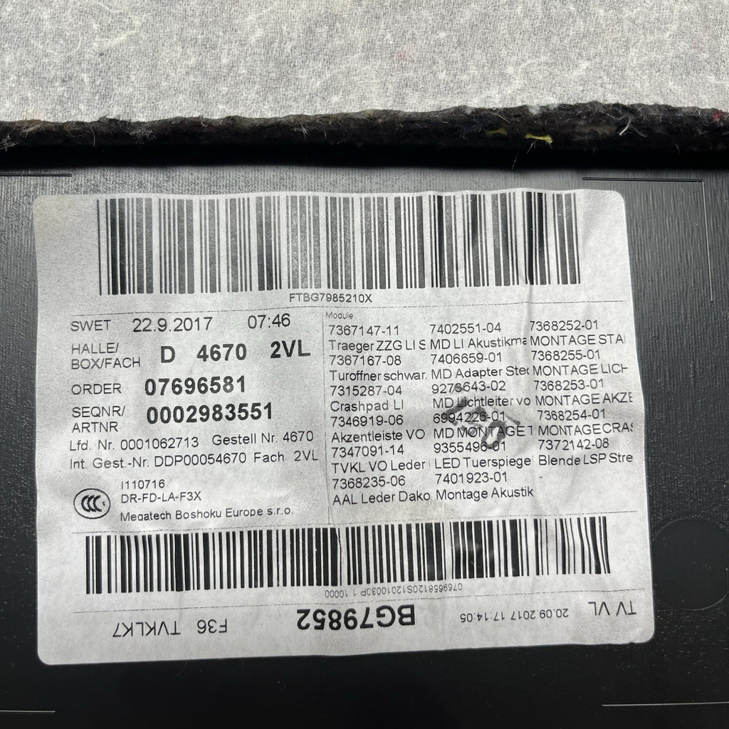 ☑️ 15-20 OEM BMW F36 428 430 Front Driver Side Door Card Panel Sensatec Black