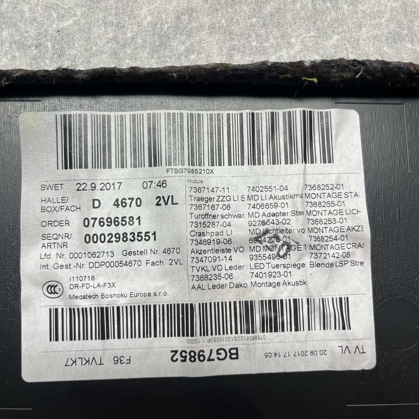 ☑️ 15-20 OEM BMW F36 428 430 Front Driver Side Door Card Panel Sensatec Black