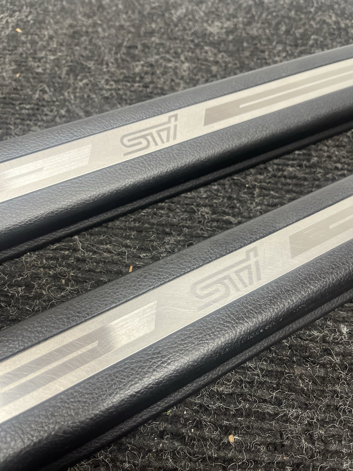 ☑️ 2015-2021 Subaru WRX STI Front Door Sill Trim Set OEM LU85