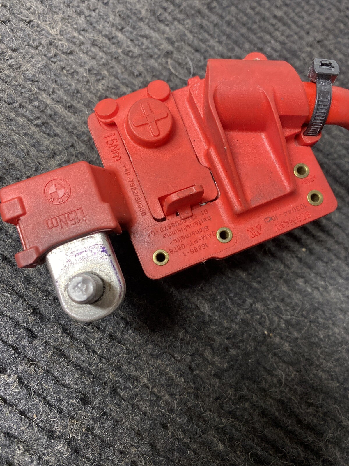 ☑️ 06-13 OEM BMW E82 E90 E92 M3 Battery Plus Pole Terminal Positive Red Cable