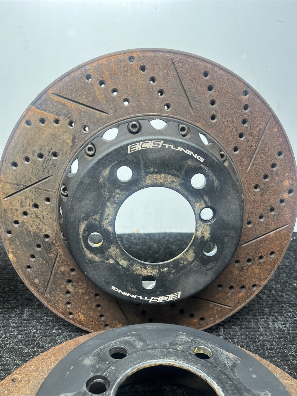 ☑️ BMW 135i ECS Tuning Cross-Drilled Slotted Semi-Floating Brake Rotor FULL SET