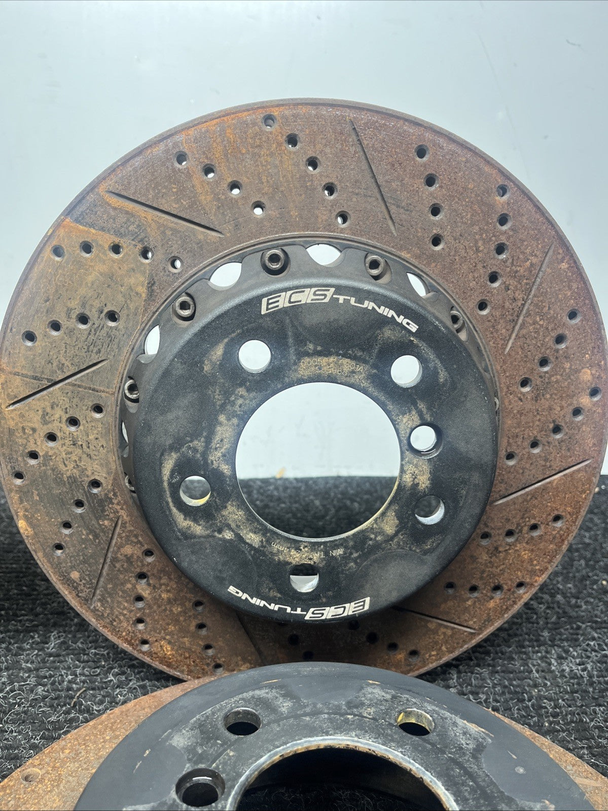 ☑️ BMW 135i ECS Tuning Cross-Drilled Slotted Semi-Floating Brake Rotor FULL SET