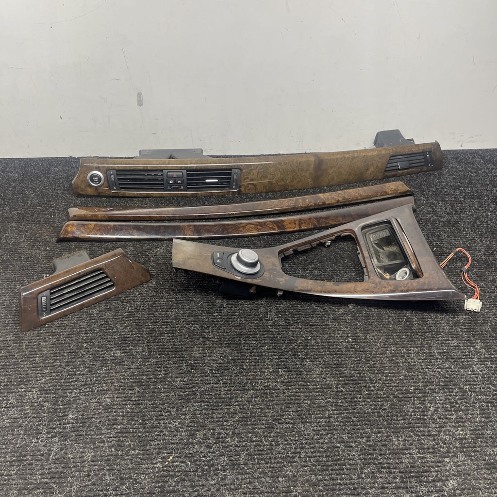 ☑️ 06-11 BMW 3 SERIES E90 SEDAN INTERIOR CONSOLE DOOR DASH TRIM SET WOOD