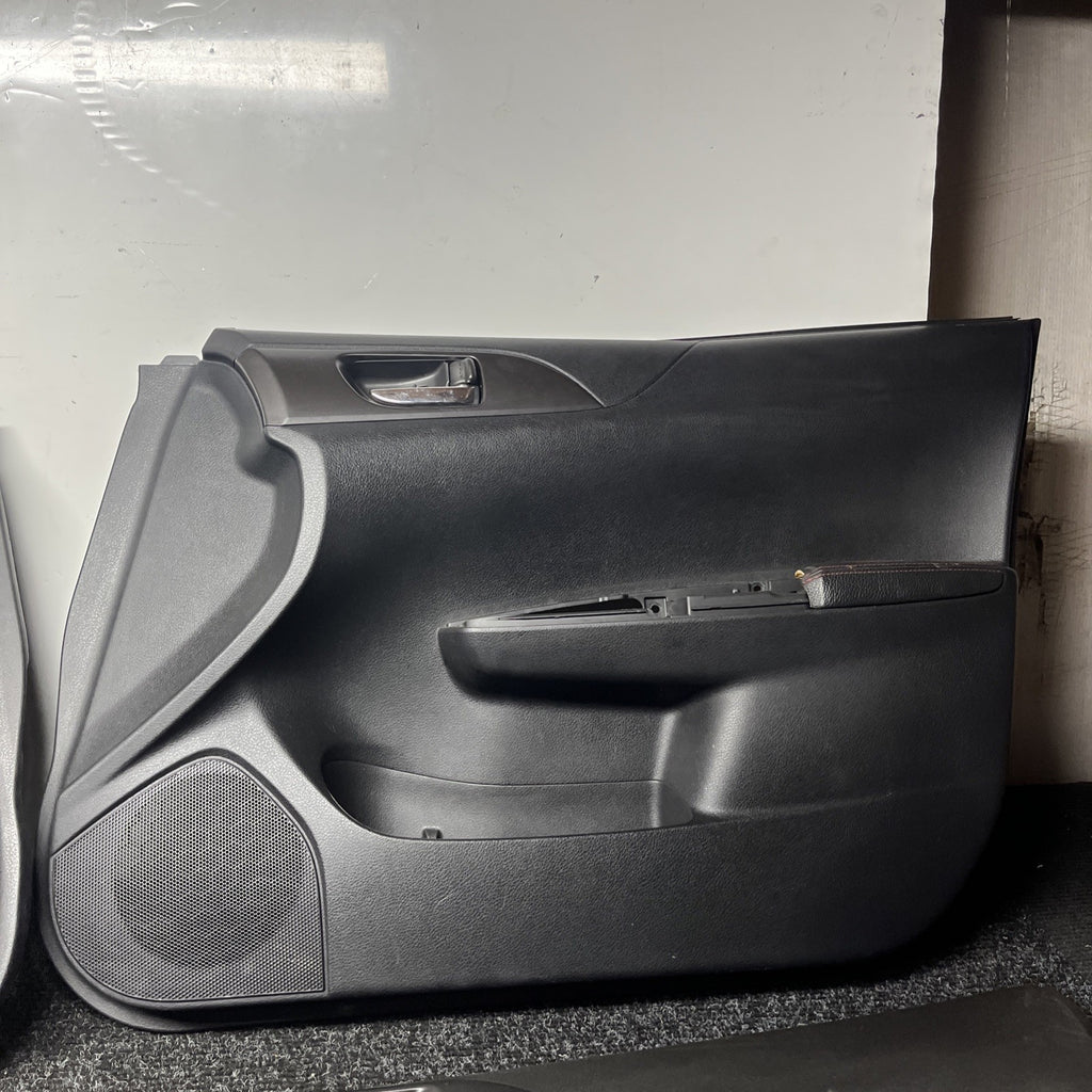 ☑️ 2011-2014 SUBARU IMPREZA WRX & STI DOOR PANELS DOOR CARDS BLACK/RED STITCHED