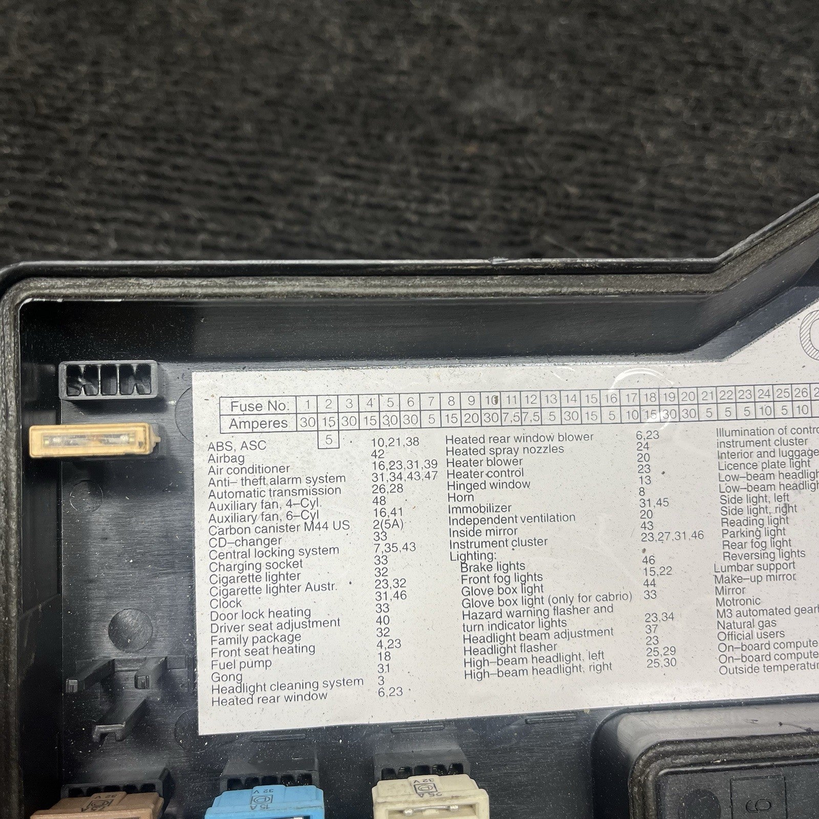 ☑️ 1995-1999 BMW M3 E36 ENGINE BAY POWER FUSE BOX COVER LID OEM 1387613