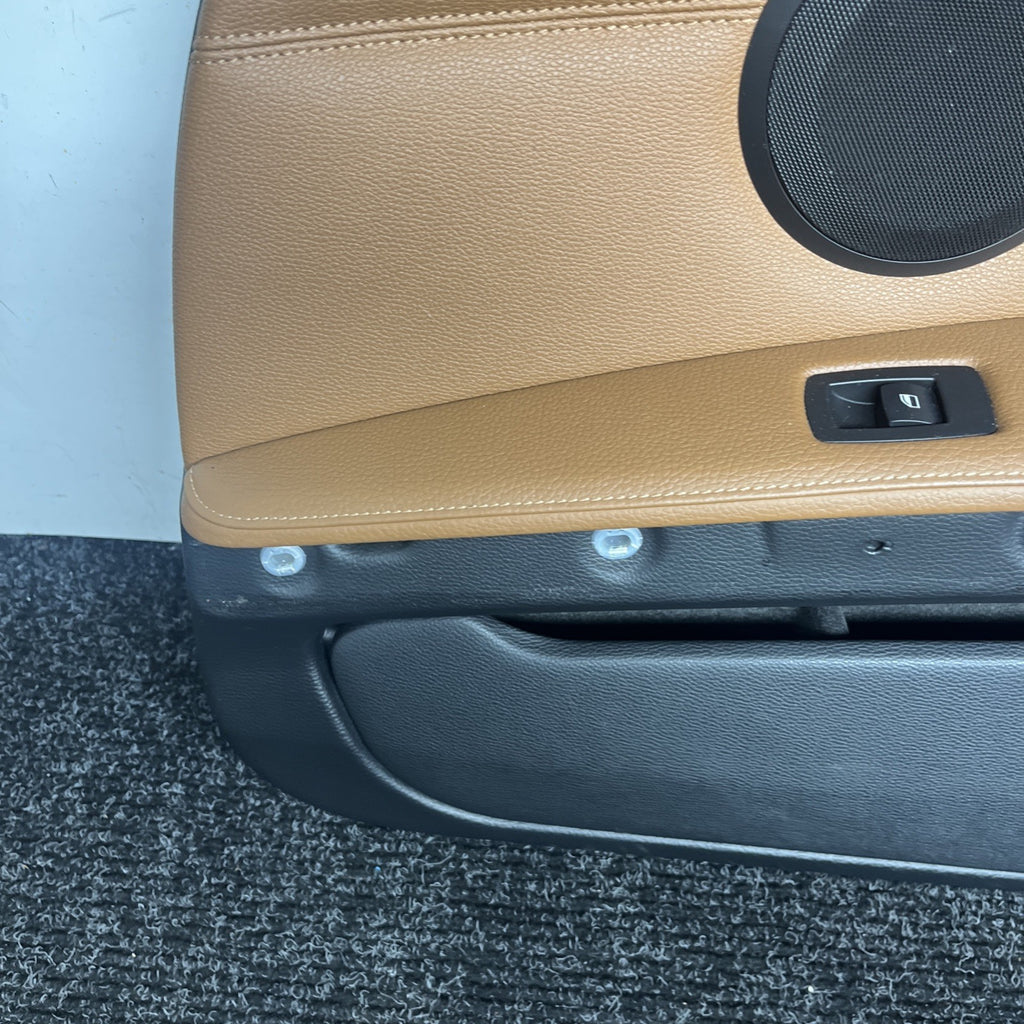 ☑️ 07-13 OEM BMW E93 E92 Front Passenger Door Card Panels SADDLE BROWN LEATHER