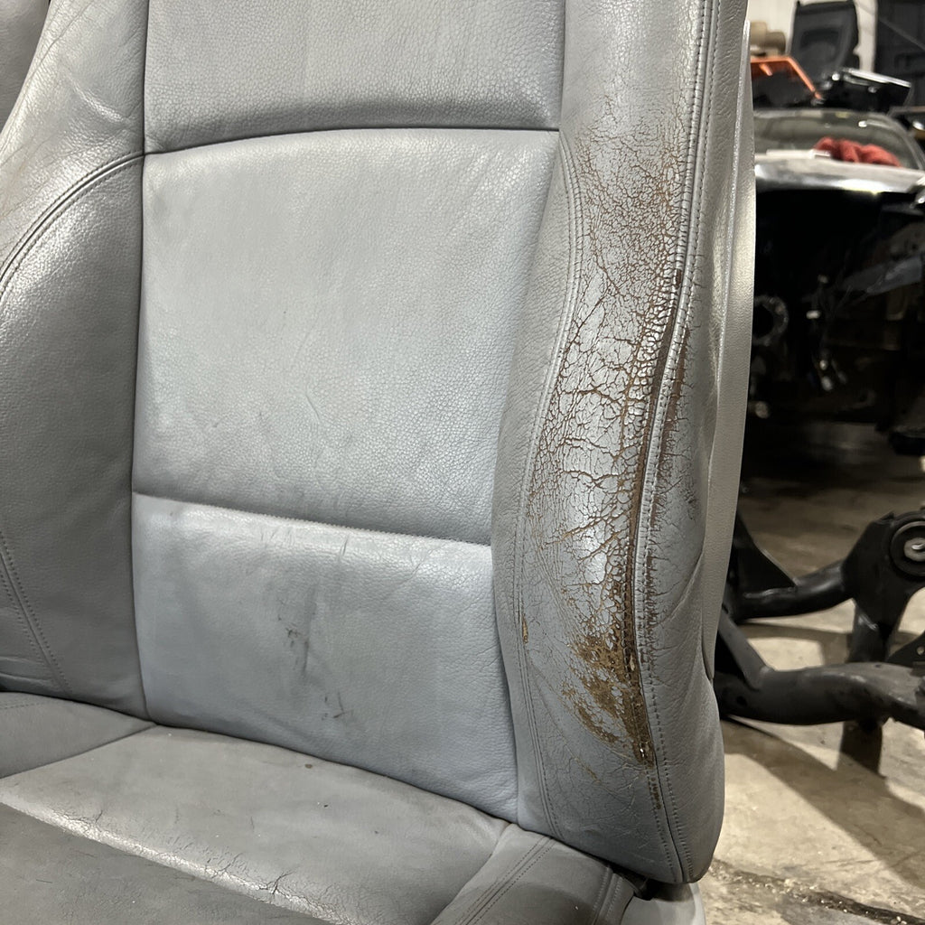 ☑️ 2008-2013 BMW E82 1-Series Coupe Leather Front Sport Seat Pair Grey OEM