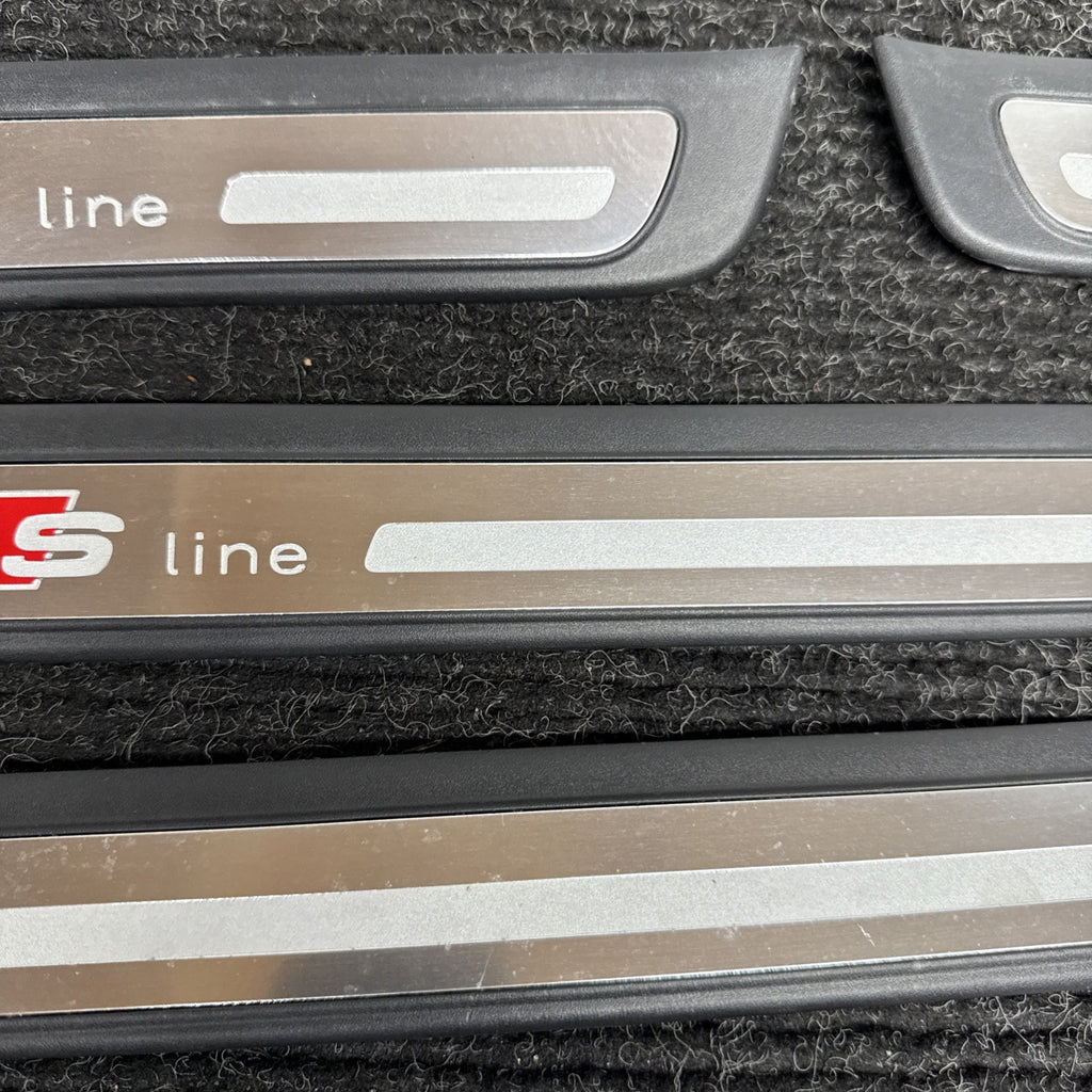 ☑️ 2012-2015 Audi A4 S-LINE Door Sill Trim Cover Emblem SET 8K0853373 8K0853374