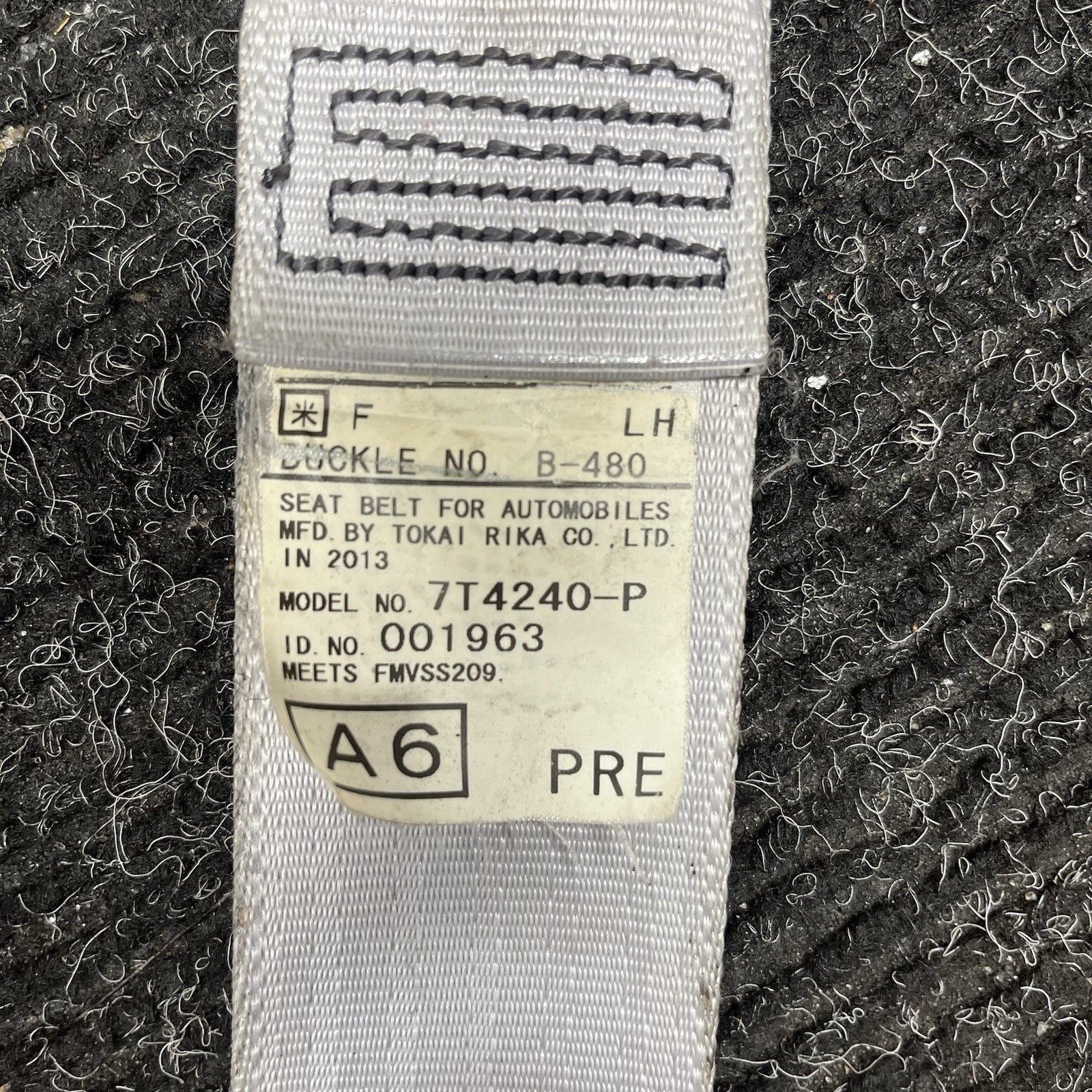 ☑️ 13-19 SCION FR-S FRONT PASSENGER RIGHT SEAT BELT RETRACTOR 10 Series Gray