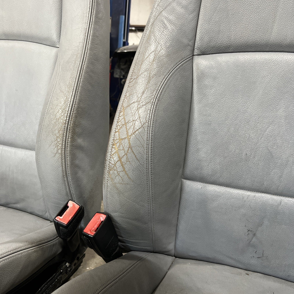 ☑️ 2008-2013 BMW E82 1-Series Coupe Leather Front Sport Seat Pair Grey OEM