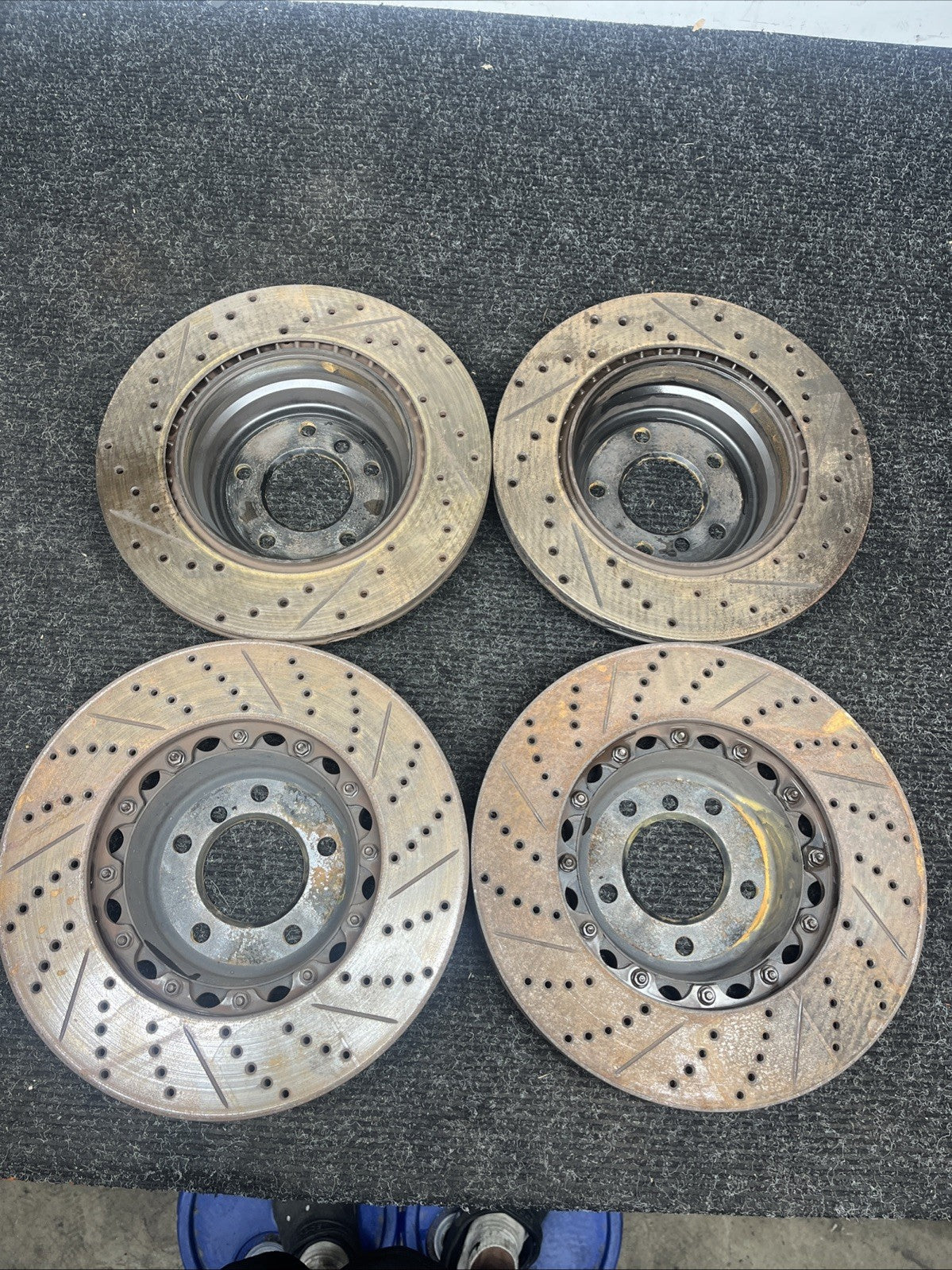 ☑️ BMW 135i ECS Tuning Cross-Drilled Slotted Semi-Floating Brake Rotor FULL SET