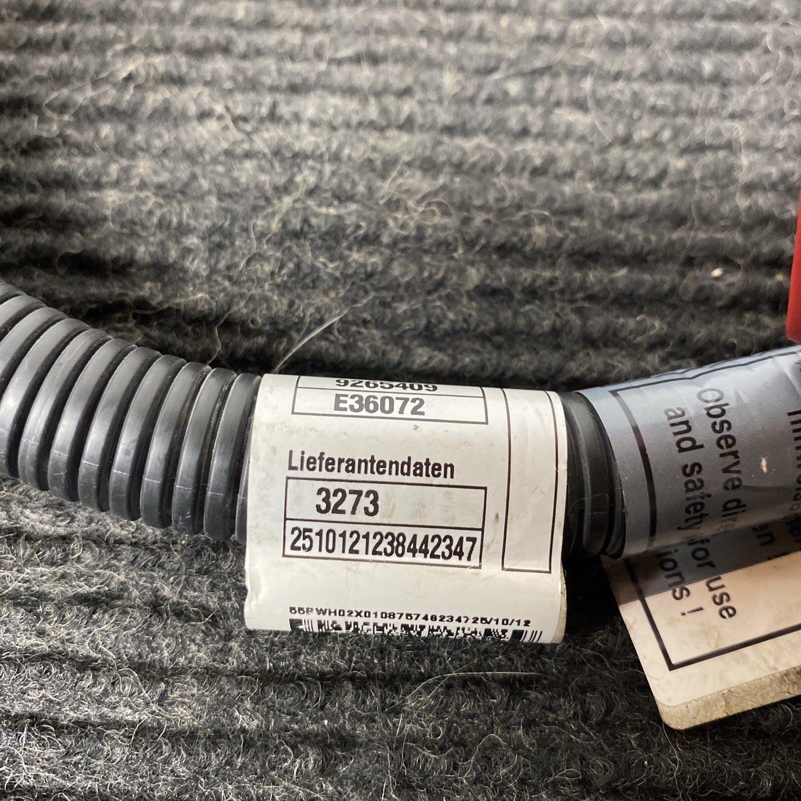 ☑️ 11-18 BMW F30 335i ACTIVE HYBRID 3 SERIES BATTERY BLOW OFF CABLE 9265410