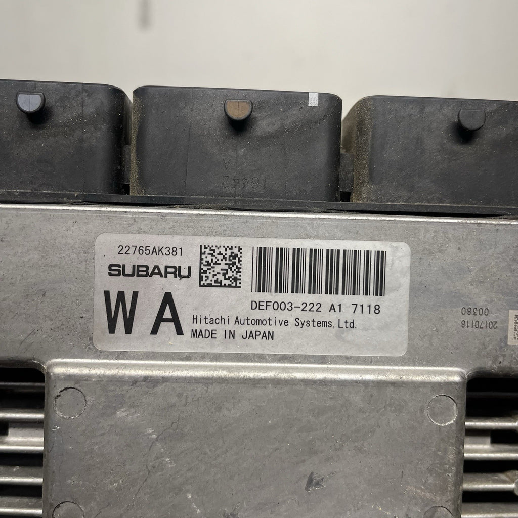 ☑️ 2017 17 ENGINE COMPUTER SUBARU WRX  22765AK381 DEF003-222 A1 ECM ECU OEM