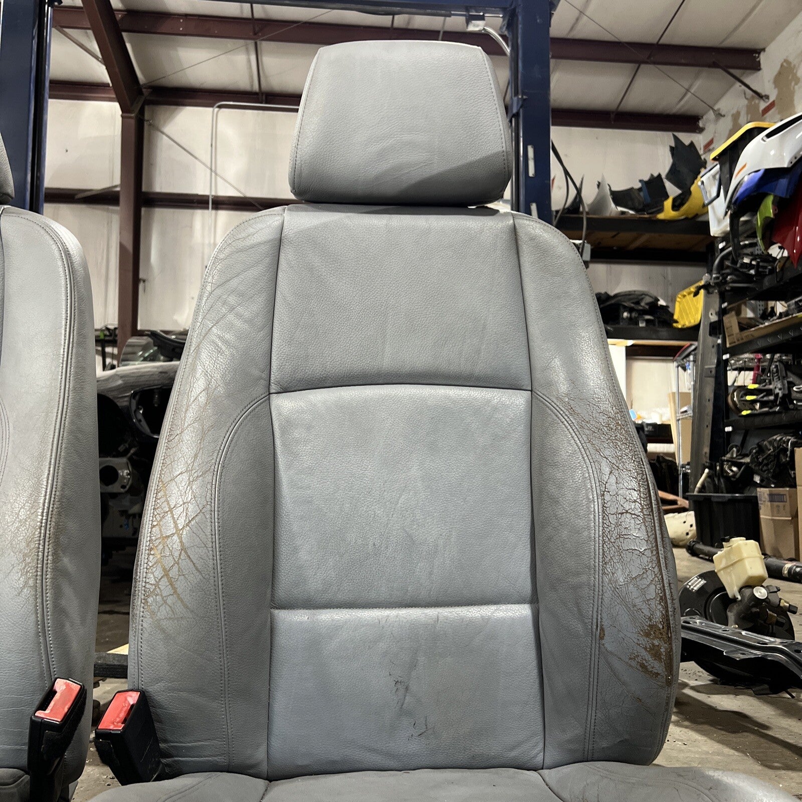 ☑️ 2008-2013 BMW E82 1-Series Coupe Leather Front Sport Seat Pair Grey OEM