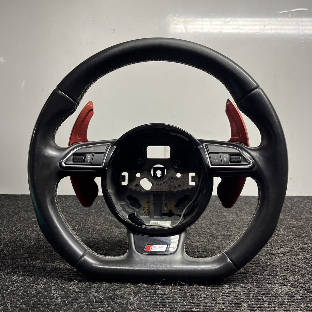 ☑️ 2013-2017 AUDI S5 SPORT LEATHER STEERING WHEEL w/ SHIFT PADDLES