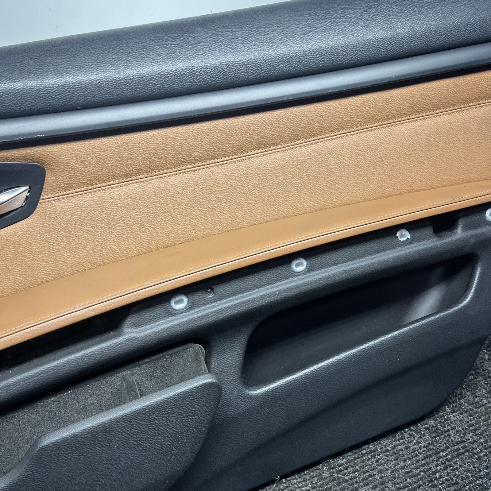 ☑️ 07-13 OEM BMW E93 E92 Front Passenger Door Card Panels Black Dakota LEATHER