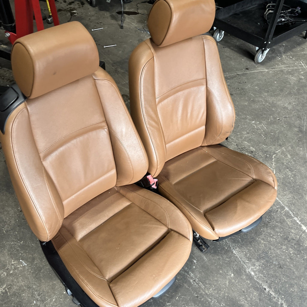 ☑️ BMW E92 328 335 2dr Front & Right Interior Sport Seat Set Saddle Brown OEM