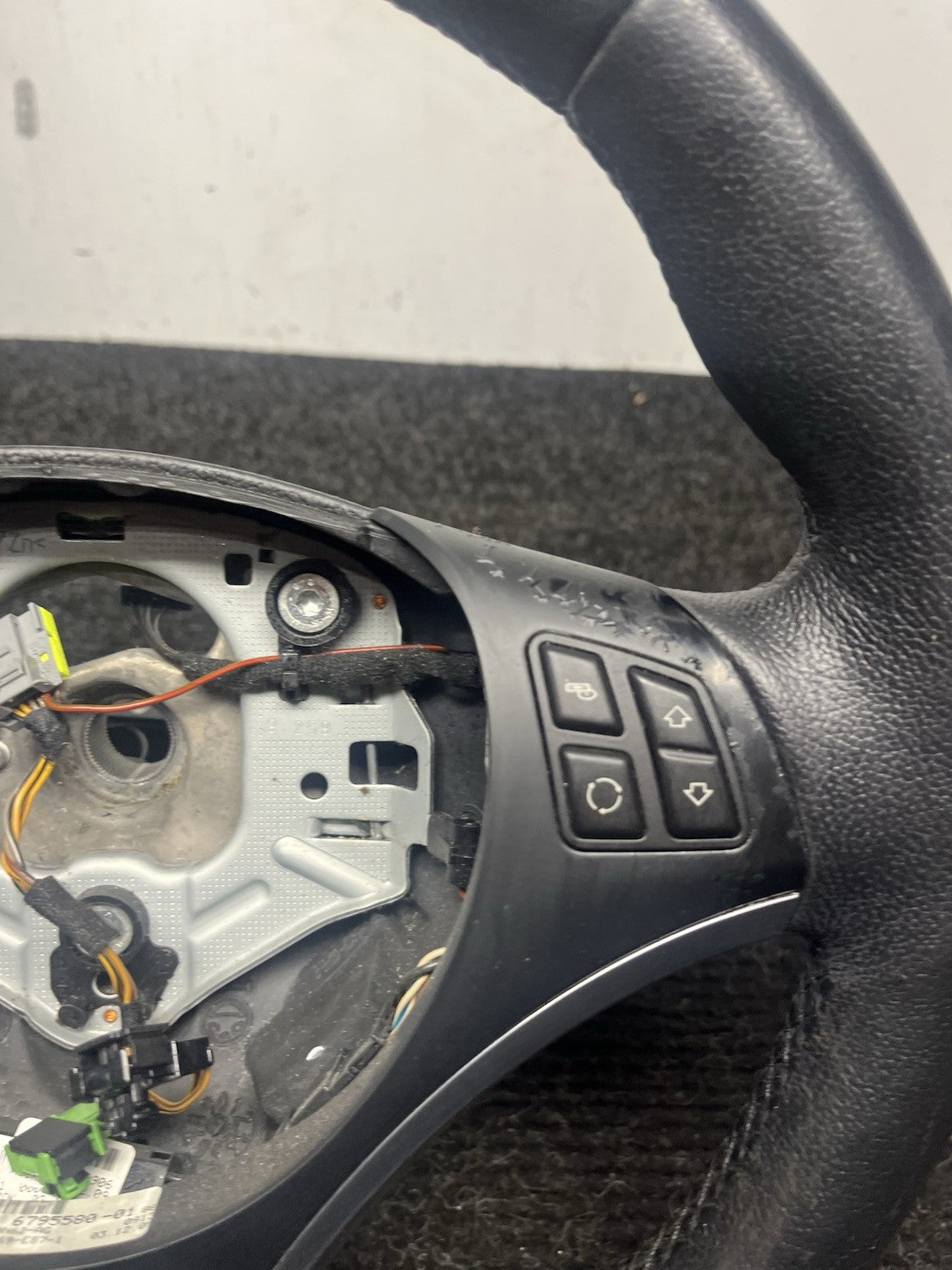 ☑️ 06-10 OEM BMW E92 E93 335 Sport Steering Wheel Black LEATHER Manual