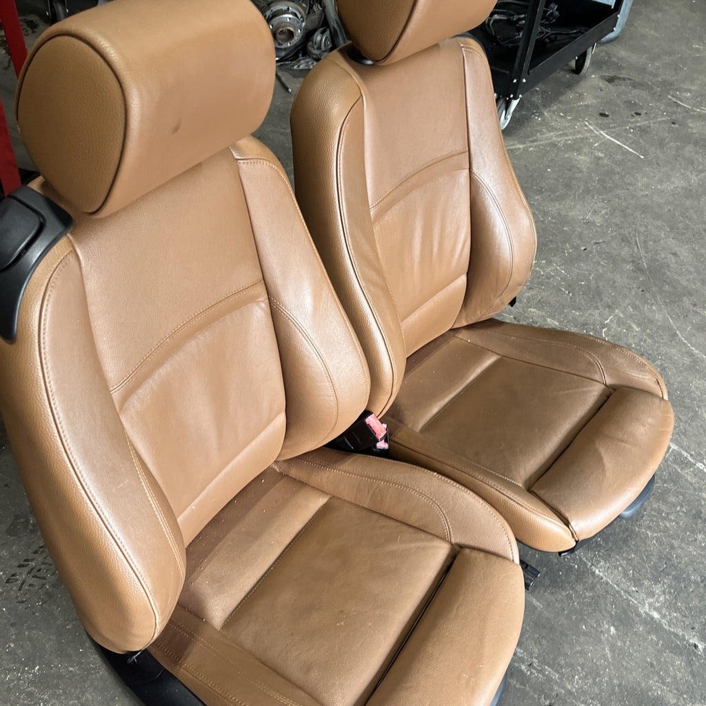 ☑️ BMW E92 328 335 2dr Front & Right Interior Sport Seat Set Saddle Brown OEM