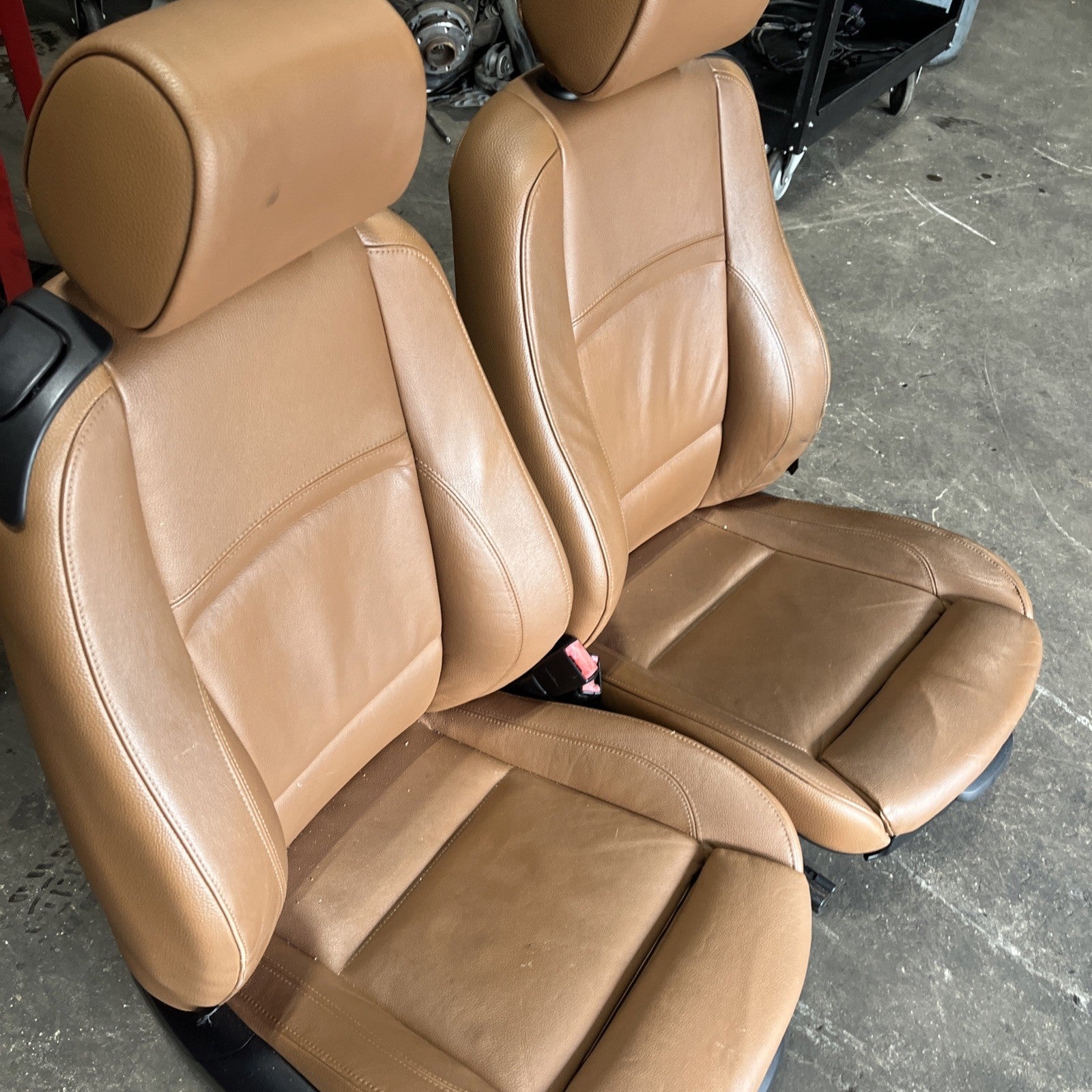 ☑️ BMW E92 328 335 2dr Front & Right Interior Sport Seat Set Saddle Brown OEM