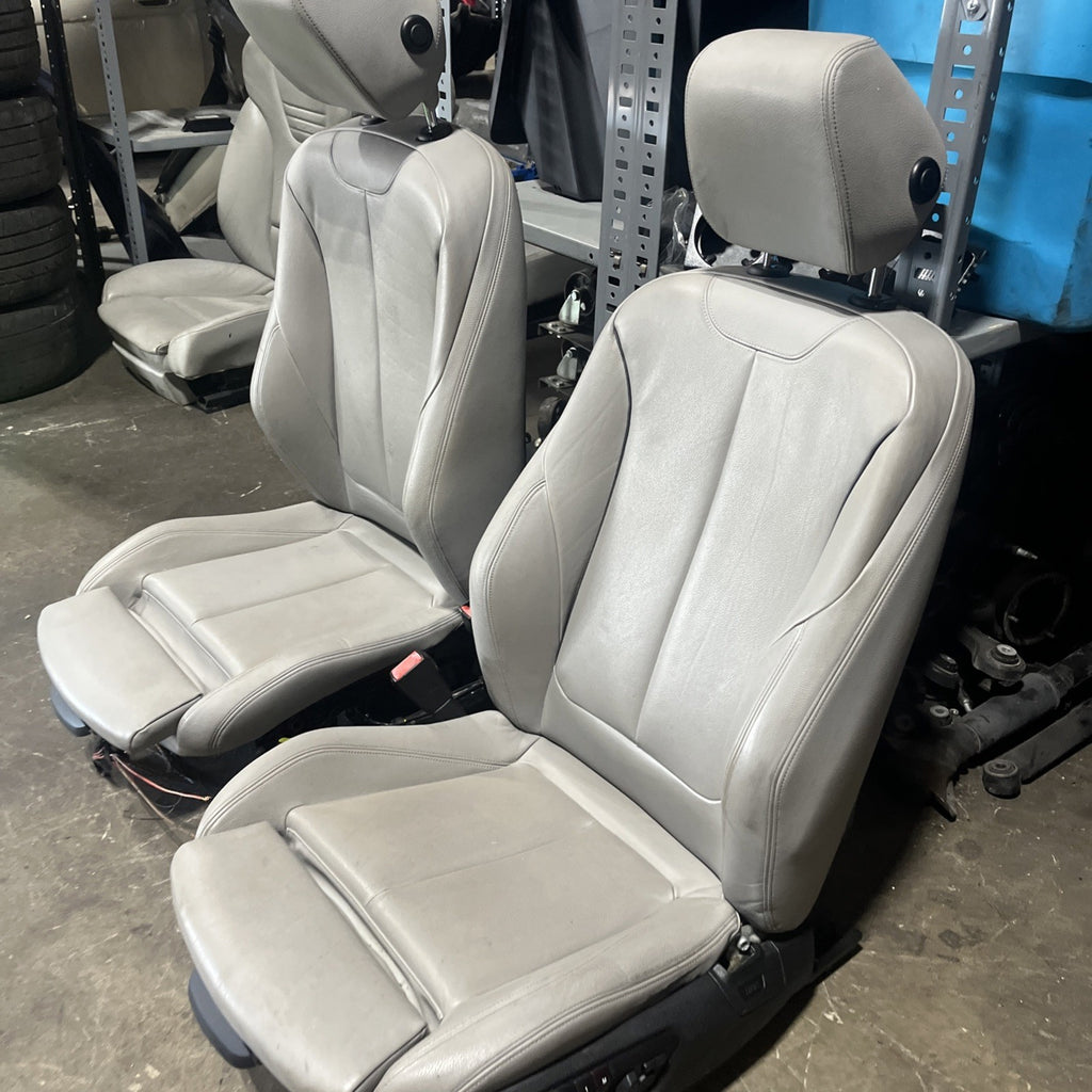 ☑️ BMW 2012-2016 F30 FRONT SPORT SEATS PAIR SET OYSTER OEM NON-HEATED