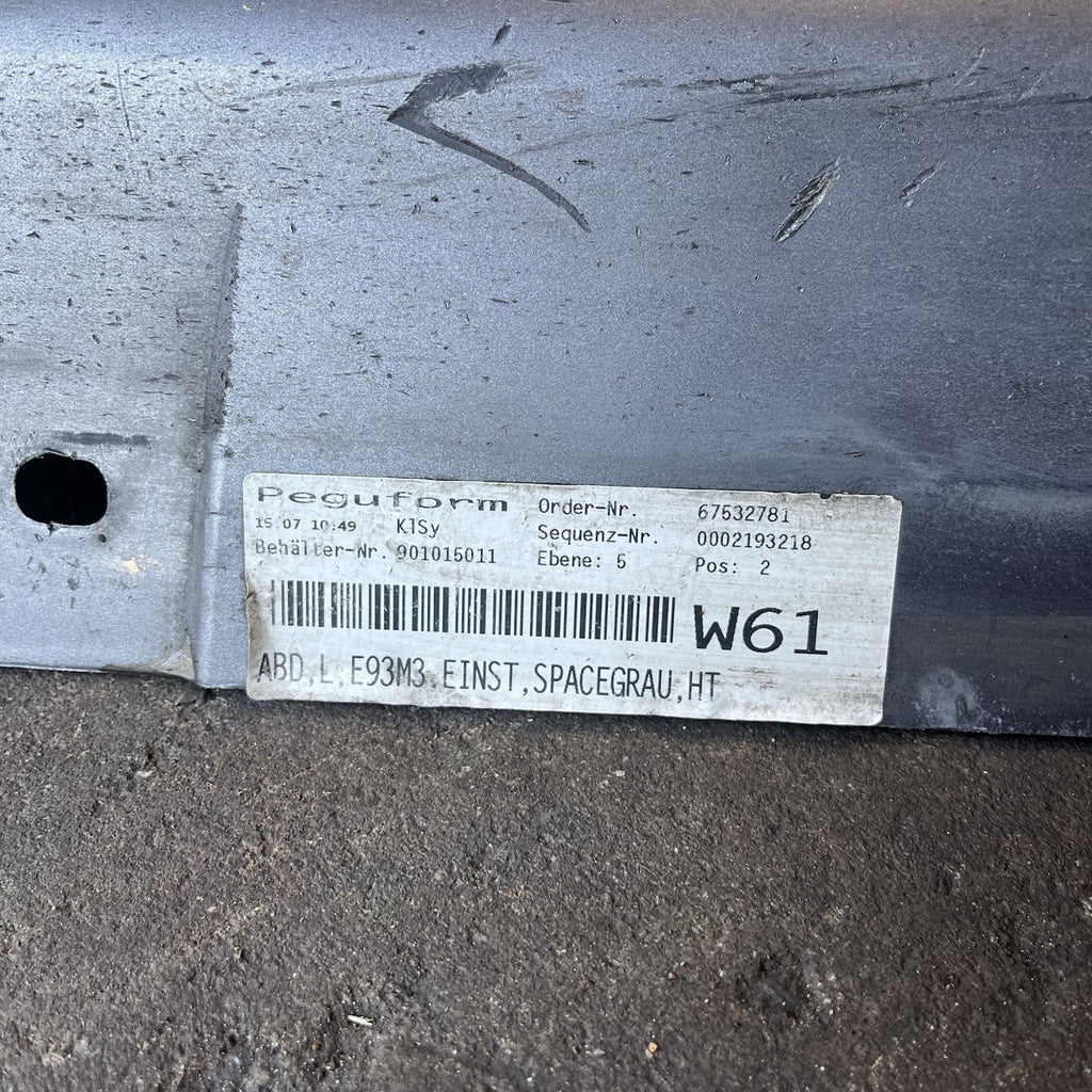 ☑️ 07-13 OEM BMW E92 E93 M3 Left Driver Side Skirt Rocker Panel Space Gray