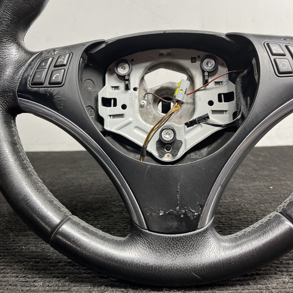 ☑️ 06-10 OEM BMW E92 E93 335 Sport Steering Wheel Black LEATHER w/ Manual