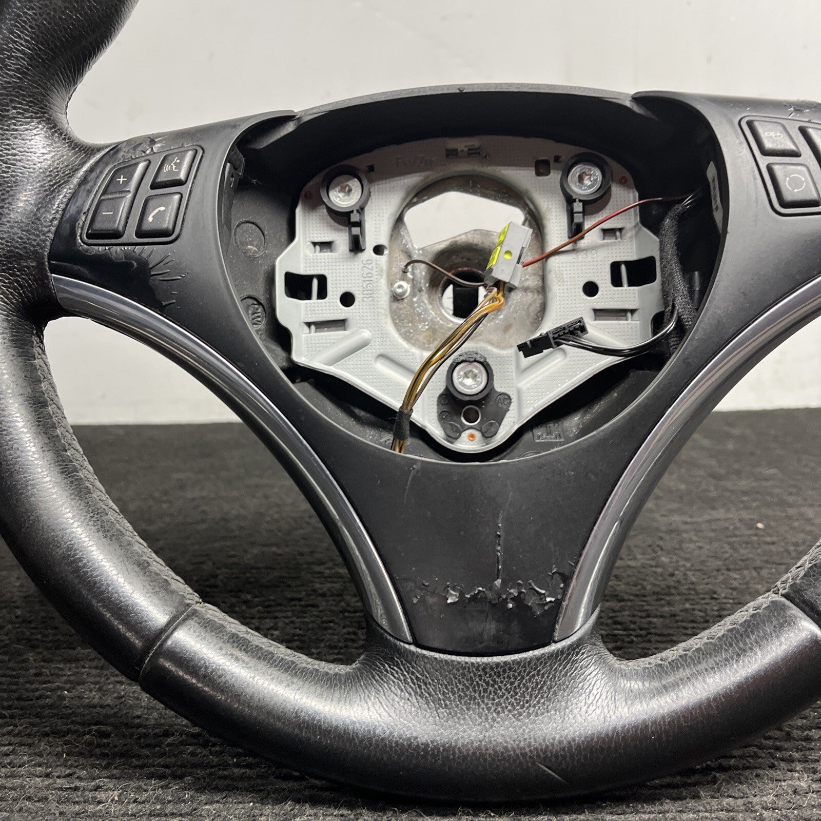 ☑️ 06-10 OEM BMW E92 E93 335 Sport Steering Wheel Black LEATHER w/ Manual