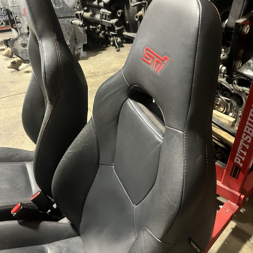 ☑️ 2008-14 SUBARU WRX STI LIMITED OEM FRONT LEATHER SEAT PAIR LEFT RIGHT FACTORY