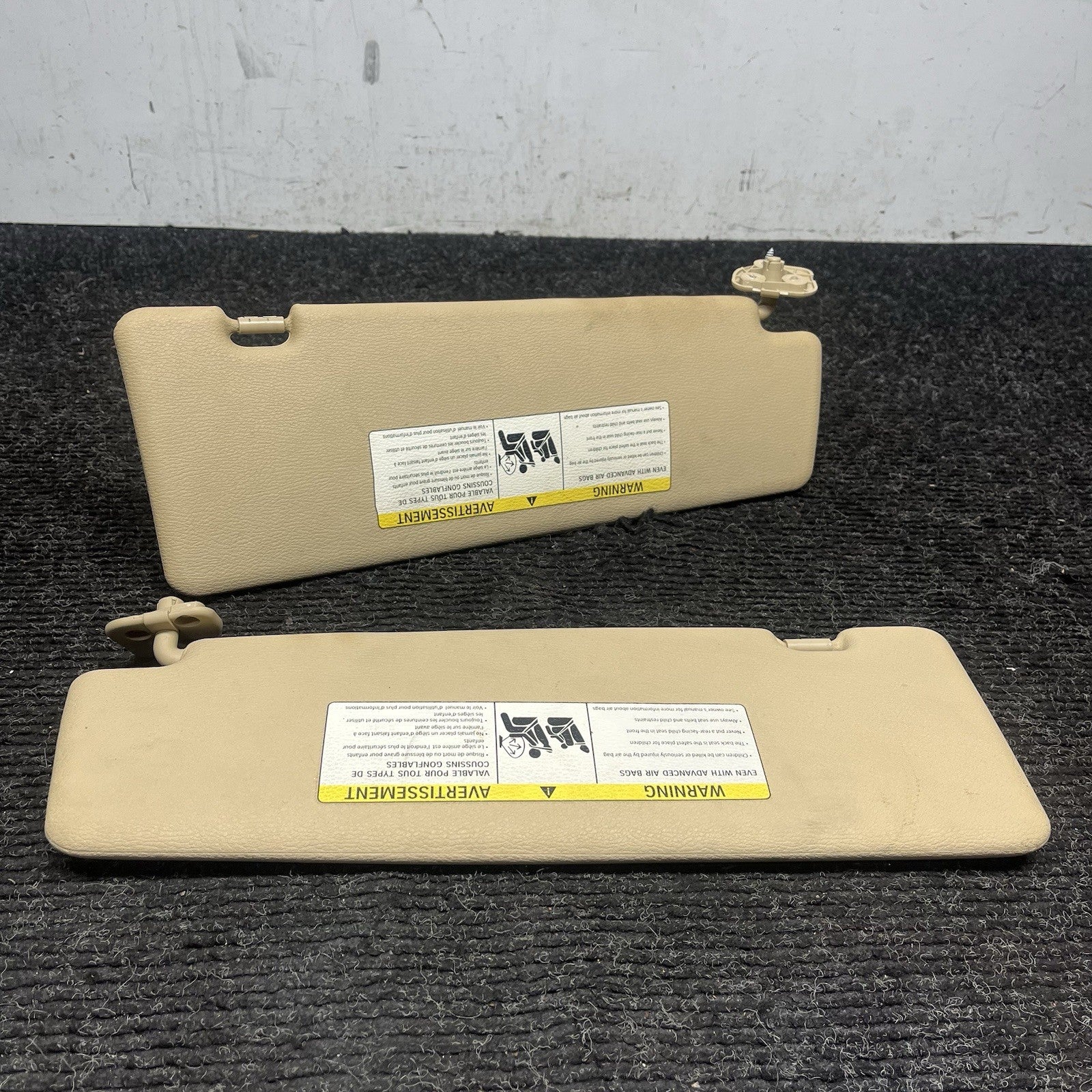☑️ 2007-2013 BMW E70 X5 X5M Front Left Right Interior Sun Visor Pair BEIGE OEM
