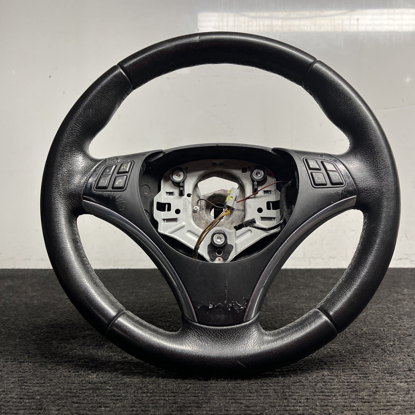 ☑️ 06-10 OEM BMW E92 E93 335 Sport Steering Wheel Black LEATHER w/ Manual