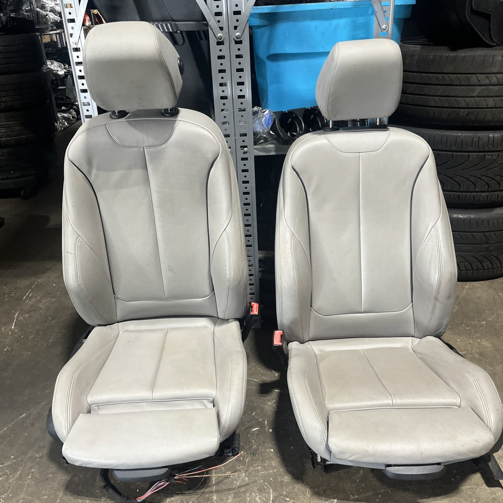 ☑️ BMW 2012-2016 F30 FRONT SPORT SEATS PAIR SET OYSTER OEM NON-HEATED